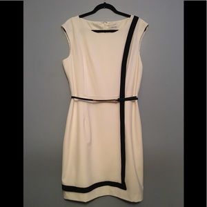 Calvin Klein, Black & Eggshell Dress w Belt *NWT*